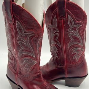 JUSTIN BOOT WESTERN COWGIRL WOMEN SIZE 7 RED TORINO COWHIDE ROUND TOE BOOT